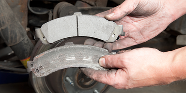 Comparison of worn and new brake pads